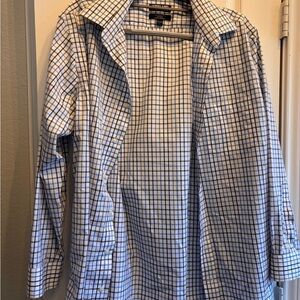 Kirkland Signature Blue and White Checkered Dress Shirt